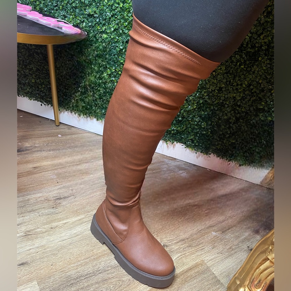 Sasha Thigh High Boots - Brown